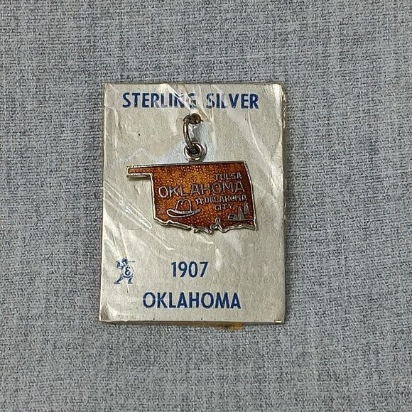 Oklahoma Sterling Silver Charm Vintage Jewelry Souvenir New Old Stock - Picture 2 of 6